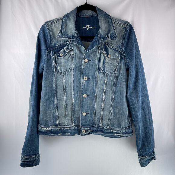 7 For All Mankind Distressed Jean Jacket - Picture 1 of 11